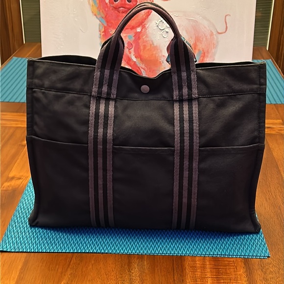 Hermes Fourre Tout MM Handbag Tote Black and Gray - Picture 2 of 9